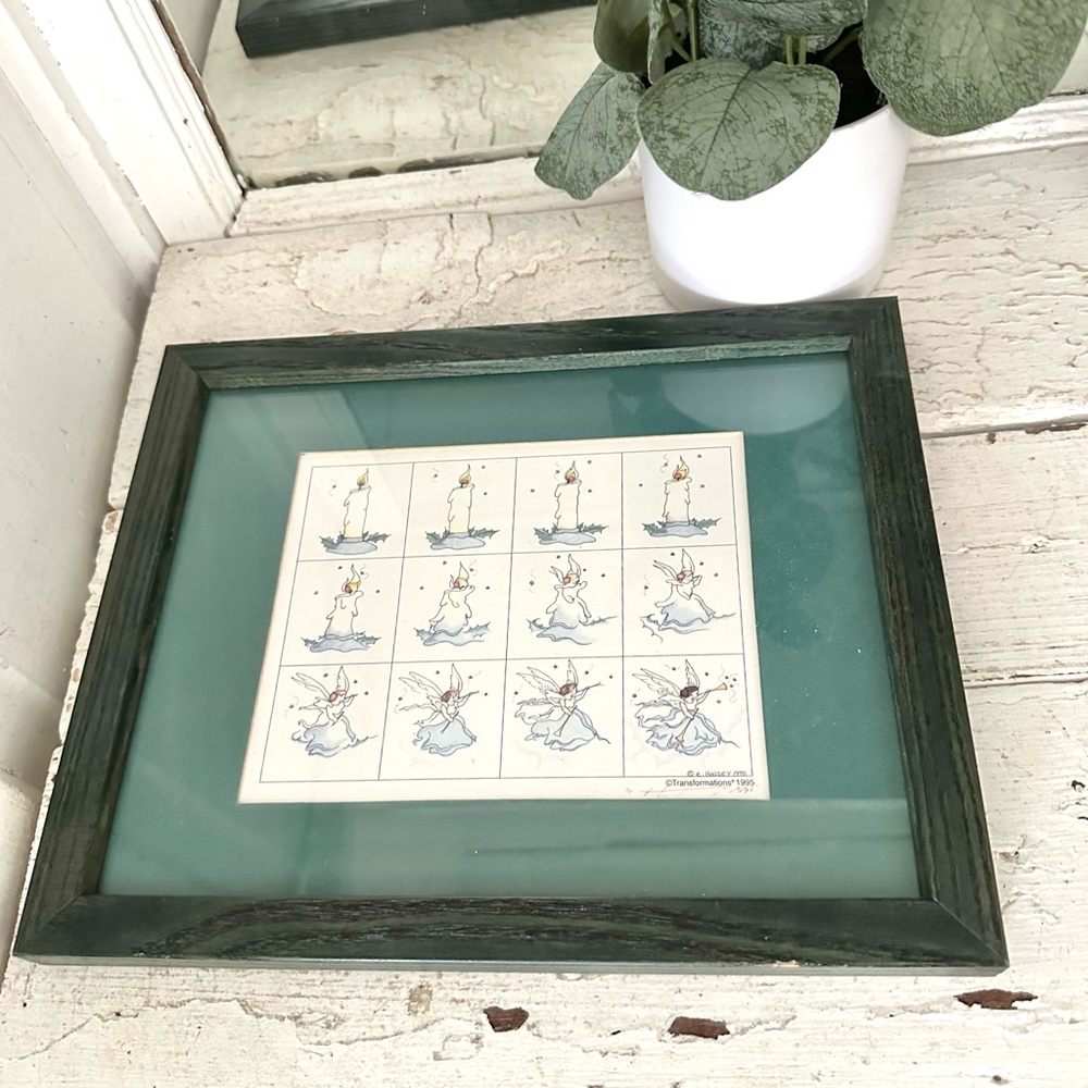 Transformations Framed Print Candle to Angel Elizabeth Halsey Vtg Christmas Art